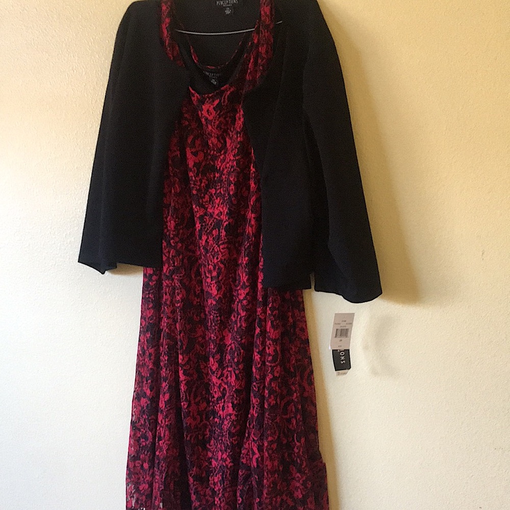 2 pc set woman dress color red and black combinations